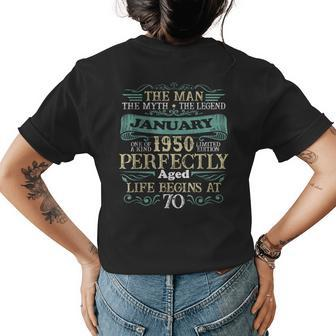 The Man Myth Legend January 1950 70Th Years Old Birthday Womens Back Print T-shirt - Seseable