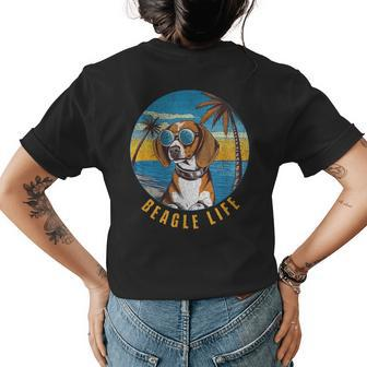 Vintage Beagle Life Beagle In Sunglasses On Beach Womens Back Print T-shirt | Mazezy UK
