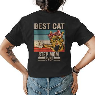 Vintage Best Cat Step Mom Ever Bump Fist Mothers Day Womens Back Print T-shirt | Seseable UK