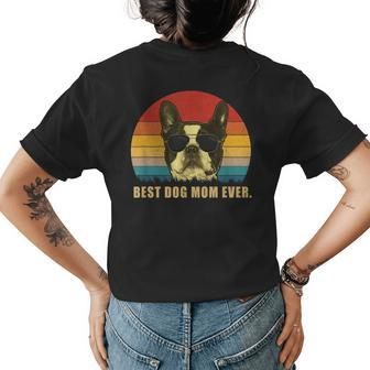 Vintage Best Dog Mom Ever T Boston Terrier Womens Back Print T-shirt - Seseable