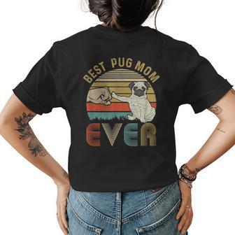 Vintage Best Pug Mom Ever Bump Fit Funny Mom Womens Back Print T-shirt - Seseable