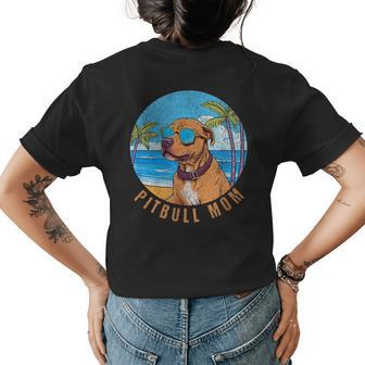 Vintage Pitbull Mom Sunset Pittie Mom Womens Back Print T-shirt | Mazezy