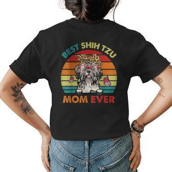 Vintage Retro Best Shih Tzu Mom Ever Cute Dog Headband Womens Back Print T-shirt - Seseable