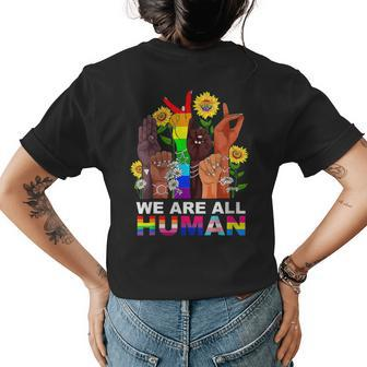We Are All Human Pride Ally Rainbow Lgbt Flag Gay Pride Gift For Womens Women's Crewneck Short Sleeve Back Print T-shirt - Thegiftio UK