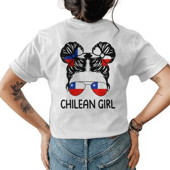 Chilean Girl Messy Hair Chile Pride Patriotic Womens Kids Women's T-shirt Back Print | Mazezy