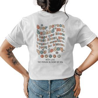 Dear Person Behind Me I Hope You Know Jesus Loves Funny Womens Back Print T-shirt | Mazezy AU