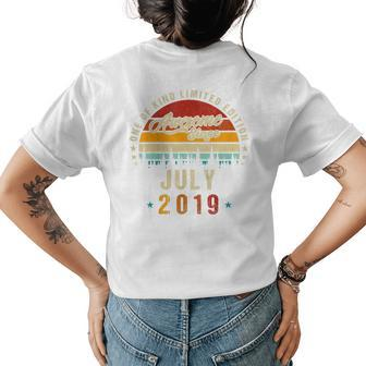 Kids Vintage 4Th Birthday Awesome Since July 2019 Epic Legend Womens Back Print T-shirt - Seseable