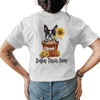 Sunflower Boston Terrier Mom Dog Lover Women's T-shirt Back Print | Mazezy