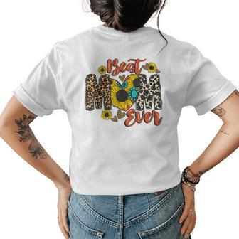 Womens Best Mom Ever Sunflower Leopard Happy Mothers Day Womens Back Print T-shirt | Mazezy