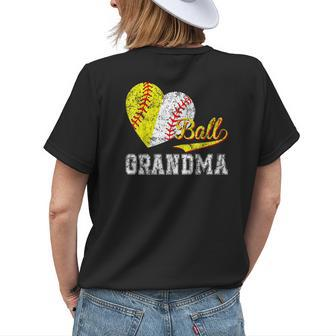 Baseball Softball Ball Heart Grandma Women's T-shirt Back Print | Mazezy
