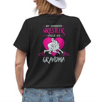 My Favorite Wrestler Calls Me Grandma Wrestling Women's T-shirt Back Print | Mazezy