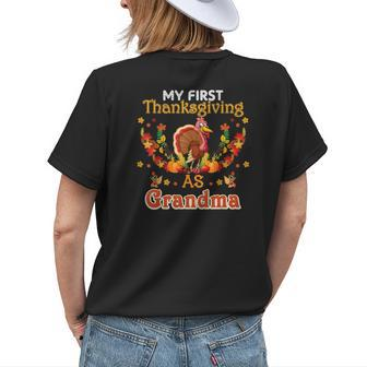 My First Thanksgiving As A Grandma Turkey Family Reunion Women's T-shirt Back Print | Mazezy
