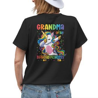Grandma Of The Birthday Princess Dabbing Unicorn Girl Women's T-shirt Back Print | Mazezy