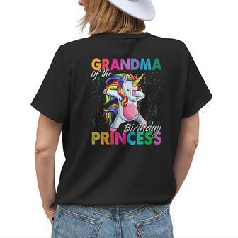 Grandma Of The Birthday Princess Girl Dabbing Unicorn Theme Women's T-shirt Back Print | Mazezy