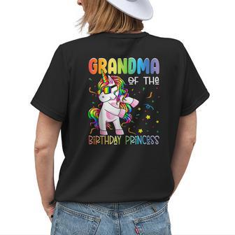 Grandma Of The Birthday Princess Girl Flossing Unicorn Women's T-shirt Back Print | Mazezy
