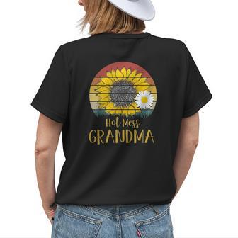 Hot Mess Grandma Sunflower Retro Vintage Women's T-shirt Back Print | Mazezy