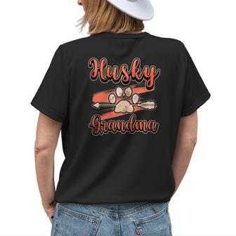 Husky Grandma Fur Mom Parent Love Dogs Paw Women's T-shirt Back Print | Mazezy