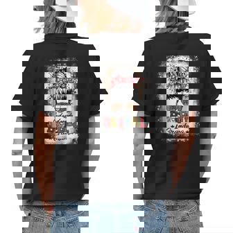 Loud Proud Baseball Grandma Life Messy Bun Leopard Game Day Women's T-shirt Back Print | Mazezy