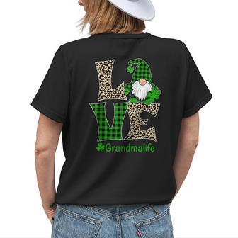 Love Grandma Life St Patricks Day Gnome Irish Grandma Women's T-shirt Back Print | Mazezy