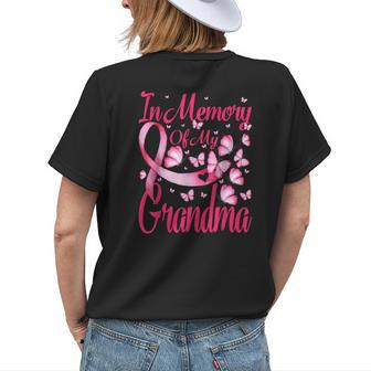 In Memory Of My Grandma Butterfly Breast Cancer Awareness Women's T-shirt Back Print | Mazezy