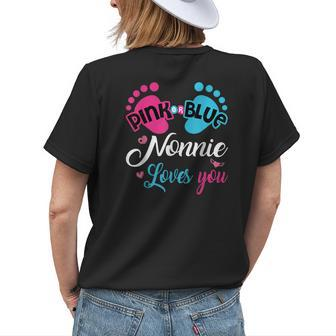 Pink Or Blue Nonnie Loves You Grandma Women's T-shirt Back Print | Mazezy