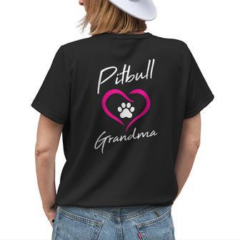 Pitbull Grandma Love Dog Paw Print Cool Animal Lover Women's T-shirt Back Print | Mazezy