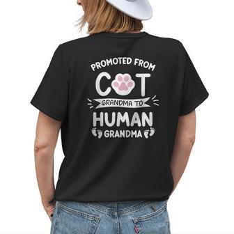 Promoted From Cat Grandma To Human Grandma Baby Announcement Women's T-shirt Back Print | Mazezy