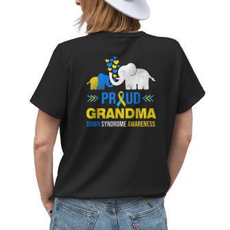 Proud Grandma Down Syndrome Awareness Blue Yellow Ribbon Women's T-shirt Back Print | Mazezy