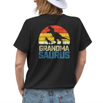 Retro Vintage Grandmasaurus Dinosaur Grandma Saurus Family Women's T-shirt Back Print | Mazezy