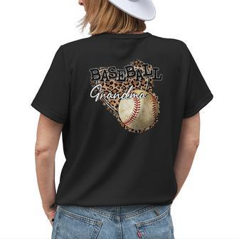 Softball Baseball Grandma Leopard Women's T-shirt Back Print | Mazezy