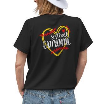Softball Grannie Grandma Softball Softball Heart Women's T-shirt Back Print | Mazezy