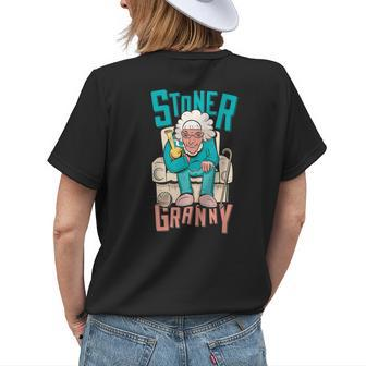 Stoner Granny Marijuana Smoking Grandma Women's T-shirt Back Print | Mazezy