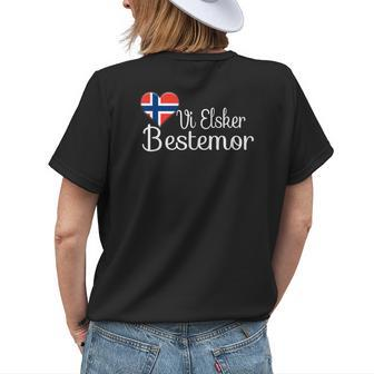 Vi Elsker Bestemor We Love Grandma Norwegian Women's T-shirt Back Print | Mazezy