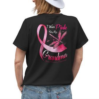 I Wear Pink For My Grandma Dragonfly Breast Cancer Women's T-shirt Back Print | Mazezy