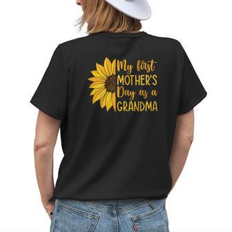 Womens My First Mothers Day As A Grandma Sunflower Mothers Day Womens Back Print T-shirt | Mazezy