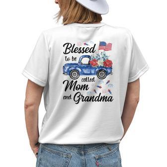 4Th July American Flag Patriotic Blessed Mom Grandma For Women Women's T-shirt Back Print | Mazezy