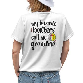 Favorite Softball Baseball Players Call Me Grandma Baller Women's T-shirt Back Print | Mazezy