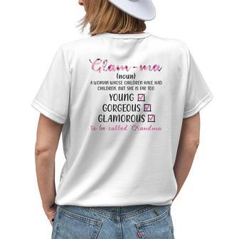 Glamma Definition Young Gorgeous Grandma Women's T-shirt Back Print | Mazezy