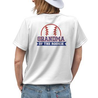 Grandma Of Rookie 1St Birthday Baseball Theme Matching Party Women's T-shirt Back Print | Mazezy