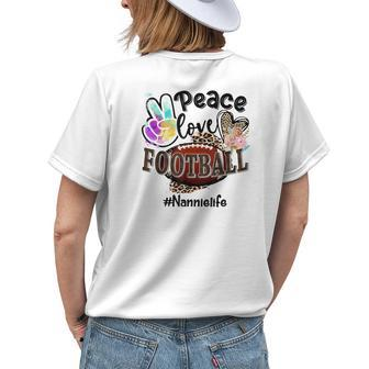 Peace Love Football Nannie Life Mom Grandma Leopard Women's T-shirt Back Print | Mazezy