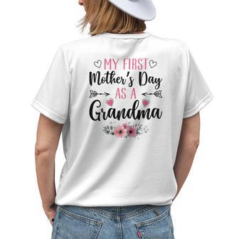 Womens My First Mothers Day As A Grandma Flowers Mothers Day 2023 Womens Back Print T-shirt | Mazezy