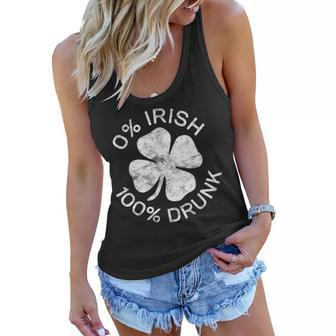 0 Irish 100 Drunk Vintage Saint Patrick Day Women Flowy Tank - Seseable