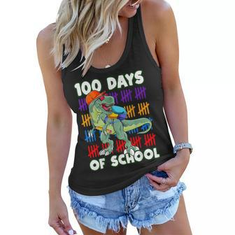 100 Days Of School Teacher Student Dinosaur Kid Toddler Boys Women Flowy Tank - Seseable