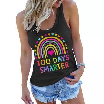 100Th Day Of School Teacher - 100 Days Smarter Rainbow Women Flowy Tank - Thegiftio UK