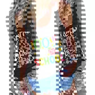100Th Day Of School Teachers Students Kids Happy 100 Days Women Flowy Tank - Thegiftio