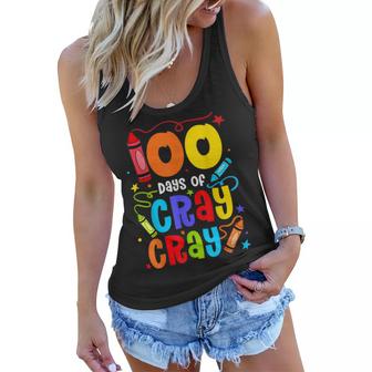 Teacher 100 Days Cray Cray Funny 100 Days Of School  Women Flowy Tank