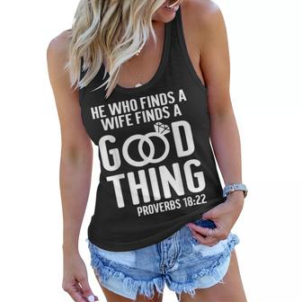 He Who Finds A Wife Finds A Good Thing Couple Matching  Women Flowy Tank