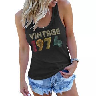 49Th Birthday Gift Men Women Vintage 1974 Retro Born Women Flowy Tank - Seseable