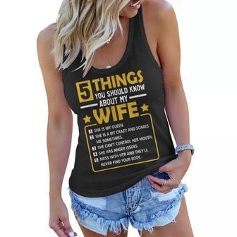 5 Things You Should Know About My Wife Funny Mommy Women Flowy Tank | Mazezy UK