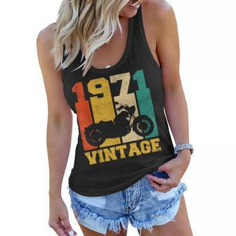 50 Years Old Gifts Vintage 1971 Motorcycle 50Th Birthday Women Flowy Tank | Mazezy